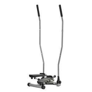 Stepper pentru fitness, cu manere si ecran LCD, otel/ABS, negru/argintiu, 54 x 40 x 135 cm, Resigilat, Grad A
