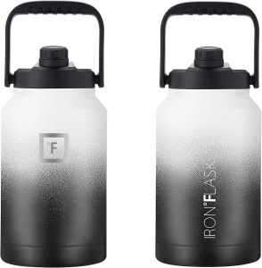 Sticla din otel inoxidabil IRON °FLASK, 2 capace, rece 24 ore / cald 12 ore, izolata, alb/negru, 3,8 L - Img 4