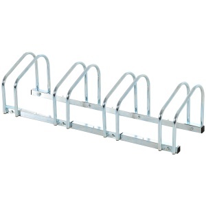 Suport biciclete otel zincat, 4 locuri, modular, 110x33x27cm, Argintiu - Verificat A · Re-Bloom