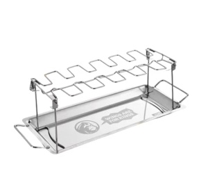 Suport cu tava pentru pulpe Mountain Grillers, otel inoxidabil, argintiu, 44,4 x 13,9 x 16,5 cm