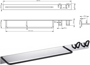 Suport de prosoape fara foraj Wangel, otel inoxidabil, negru/argintiu, 52,8 cm - Img 2