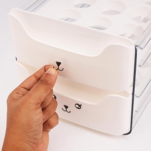 Suport organziator de oua pentru frigider, 36 de oua, pe 2 niveluri, transparent, plastic, fara BPA, 24 x 17 x 14 cm, Resigilat, Grad A - Img 5
