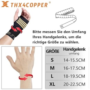 Suport pentru incheietura mainii Thx4COPPER, negru/galben, XL - Img 2