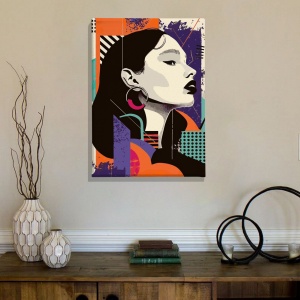 Tablou decorativ model femeie canvas 70x100 cm, panza/lemn, multicolor - Verificat A · Re-Bloom - Img 5