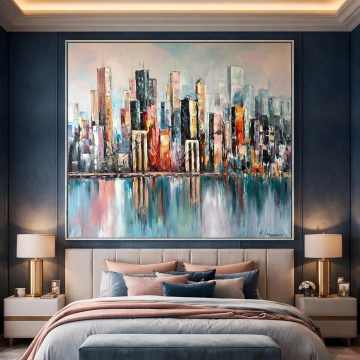 Tablou decorativ panoramic 50x120 cm, panza/MDF, rama lemn, multicolor - Verificat A · Re-Bloom