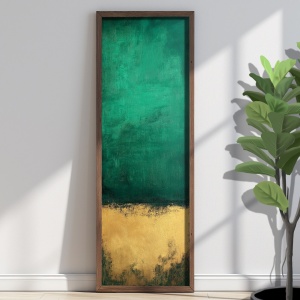 Tablou decorativ Re-Bloom, MDF/lemn masiv, verde/auriu/maro, 40 x 120 x 3,5 cm - Img 1