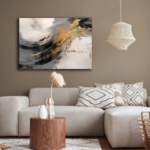 Tablou decorativ Re-Bloom, model abstract, lemn/panza, multicolor, 70 x 100 cm - Img 4