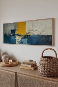 Tablou decorativ Re-Bloom, model abstract, MDF/lemn masiv, multicolor, 50 x 120 cm - Img 3