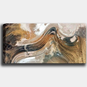 Tablou decorativ Re-Bloom, model abstract, panza/lemn, multicolor, 120 x 50 x 3 cm - Img 3