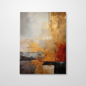 Tablou decorativ Re-Bloom, model abstract, panza/lemn, multicolor, 70 x 100 cm