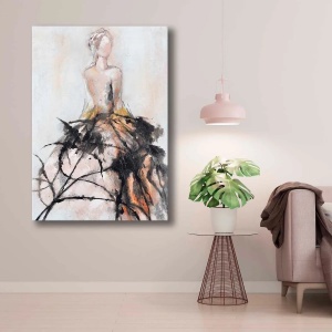 Tablou decorativ Re-Bloom, model femeie, panza/lemn, multicolor, 70 x 100 cm