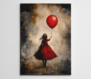 Tablou decorativ Re-Bloom, model fetita cu un balon, panza/lemn, multicolor, 70 x 100 cm - Img 2