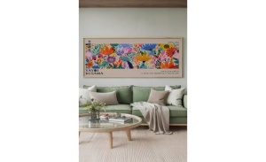 Tablou decorativ Re-Bloom, model floral, lemn masiv/MDF, multicolor, 33 x 70 cm - Img 2