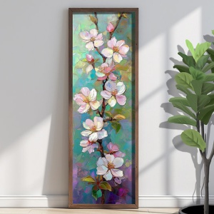 Tablou decorativ Re-Bloom, model floral, MDF/lemn masiv, multicolor, 40 x 120 x 3,5 cm - Img 2