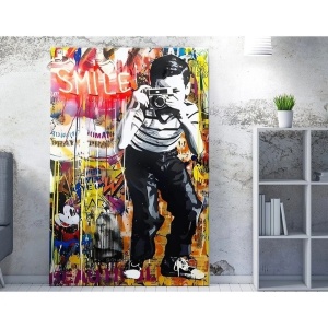 Tablou decorativ Re-Bloom, model fotograf, lemn/panza, multicolor, 50 x 70 cm - Img 2