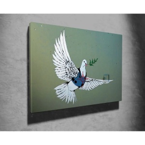 Tablou decorativ Re-Bloom, model porumbel, panza/lemn, multicolor, 70 x 100 cm - Img 2