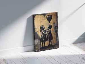 Tablou decorativ Re-Bloom, panza/lemn, auriu/gri, 60 x 90 cm - Img 2