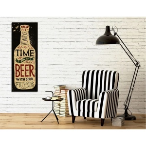 Tablou decorativ Re-Bloom, panza/lemn, negru/bej/rosu, 30 x 80 cm - Img 4