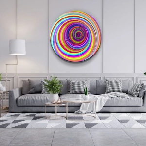 Tablou decorativ Re-Bloom, sticla calita, multicolor, 80 x 80 cm - Img 4