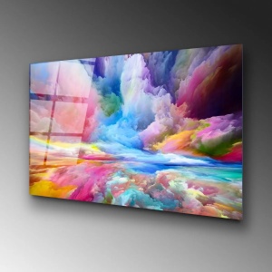 Tablou decorativ Re-Bloom, sticla temperata, multicolor, 70 x 100 cm - Img 5