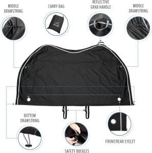 TeamObsidian husa bicicleta, ripstop impermeabil invelis PU, snururi strangere + catarame + plasa incarcare, pentru toate tipurile de biciclete - Verificat A · Re-Bloom - Img 4