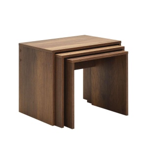 Triplu set 3 masute cafea living 55x40x47 cm, PAL 16mm melamina 100%, design cuiburi, nuc - Verificat A · Re-Bloom