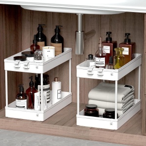 Unitate de depozitare Spacekeeper, 2 nivele, alb, plastic, 40 x 22 x 31 cm - Img 4