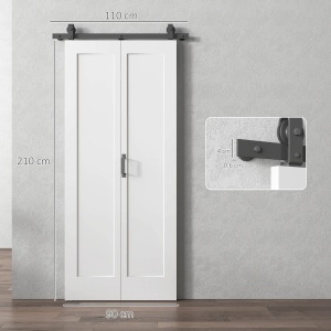 Usa pliabila tip carte Re-Bloom, MDF/otel carbon, alb/negru, 90 x 3,5 x 210 cm, Resigilat, Grad A - Img 5