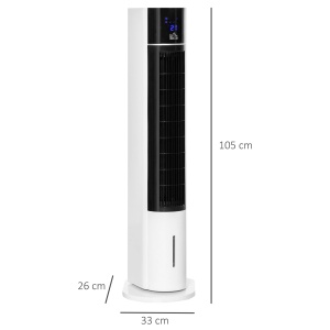Ventilator racire evaporativa Re-Bloom, ABS, 33x26x105 cm, 3 viteze, telecomanda, rezervor 3L, 60W, 20 m², alb/negru - Verificat A · Re-Bloom - Img 3