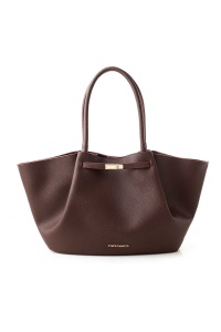 Vince Camuto geanta tote piele ecologica, 27x52x13 cm, inchidere capse, detalii aurii, logo, visiniu - Verificat A · Re-Bloom