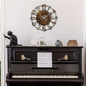 Wallity ceas decorativ de perete, metal 100% grosime 1.5mm, diametru 48 cm, maro/auriu - Verificat A · Re-Bloom - Img 4
