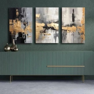Wallity set 3 tablouri decorative canvas, 3x45x70 cm, dimensiune totala 145x70 cm, panza 100% 2.8mm, rama lemn pin 100%, multicolor - Verificat A · Re-Bloom