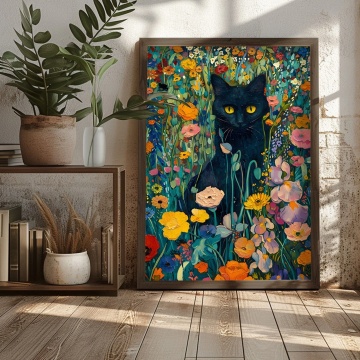 Wallity tablou decorativ model pisica 50x70 cm, MDF, rama lemn, multicolor - Verificat A · Re-Bloom - Img 5