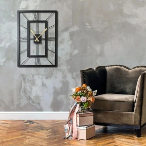 Wallxpert ceas de perete decorativ, metal 100% grosime 2mm, 49x34.5 cm, mecanism AA, negru - Verificat A · Re-Bloom - Img 4