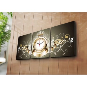 Wallxpert ceas decorativ perete set 3 piese, panza piele caprioara/rama lemn 3cm, 3x30x40 cm, total 96x40 cm, multicolor - Verificat A · Re-Bloom - Img 3