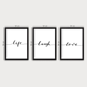 Wallxpert set 3 tablouri decorative cu rama, 3x24x29 cm, MDF 2cm, cadru plastic 100%, alb/negru - Verificat A · Re-Bloom - Img 2