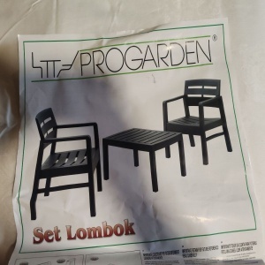 Комплект мебели за тераса/градина Progarden, Lombok, 2 стола 63x58x74 см, маса 74x55x38 см, бял, Преопакован, клас Б - Img 2