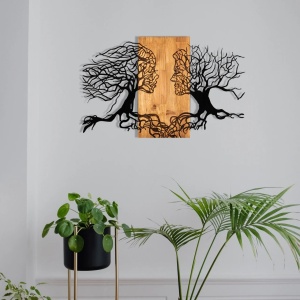 Accesoriu decorativ perete Tutku, lemn si metal, 92x58cm, Negru/Maro - Verificat A · Re-Bloom - Img 5
