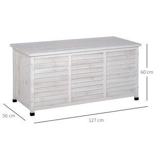 Banca de gradina cu spatiu de depozitare, lemn de brad, 127x56x60 cm, spatiu interior 119x48x49.6 cm, capacitate 170kg, alb - Verificat A · Re-Bloom - Img 3
