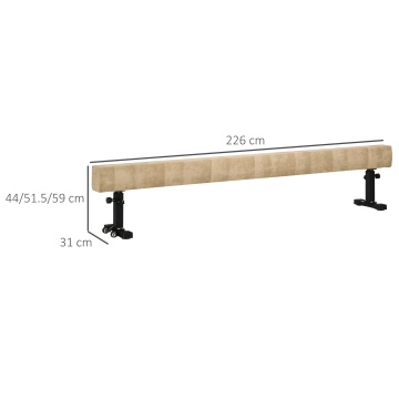 Barna de echilibru reglabila 226x31x59 cm, 3 inaltimi reglabile, acoperire catifea poliester, cadru otel, lemn de fag, 60 kg, maro - Verificat A · Re-Bloom - Img 3