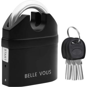 Belle Vous lacat antifurt cu alarma 110dB, otel, rezistent intemperii, 6.9x3.2x9.3cm, Negru - Verificat A · Re-Bloom