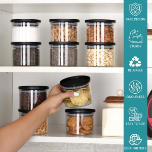 Belle Vous set 10 recipiente sticla borosilicata cu capac silicon etans, 160ml, 9.5x8 cm, transparent - Verificat A · Re-Bloom - Img 2