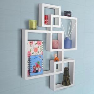 Belle Vous set 4 rafturi perete suspendate cub, MDF, dimensiuni 15-30 cm, alb - Verificat A · Re-Bloom - Img 2