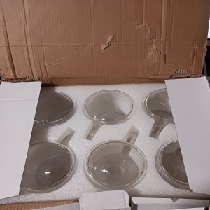 Belle Vous set 6 cani termorezistente sticla borosilicata pereti dubli, 350ml, 9.2x11.5 cm + 6 lingurite metalice 15.2cm, transparent - Verificat A · Re-Bloom - Img 6