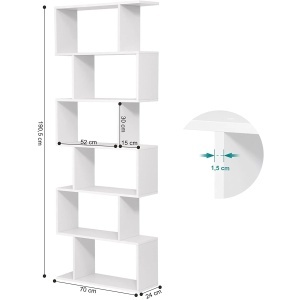 Biblioteca Vasagle, lemn, alb, 70 x 24 x 190,5 cm, Resigilat, Grad A - Img 2