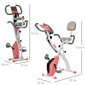 Bicicleta fitness 2 in 1 Re-Bloom, 8 nivele de rezistenta, otel/ABS, roz/alb, 105 x 48 x 118 cm, Resigilat, Grad A - Img 3