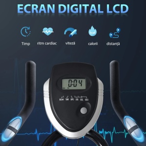 Bicicleta Fitness Cardio Re-Bloom, ecran LCD, otel/ABS, negru, 53 x 105 x 105-117 cm, Resigilat, Grad A - Img 2