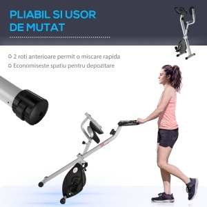 Bicicleta pentru fitness Re-Bloom, reglabila, 8 nivele de rezistenta, otel/ABS/PVC, gri/negru, 43 x 97 x 109 cm, Resigilat, Grad A - Img 2