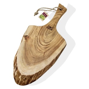Bonfesto Premium tocator in forma de frunza, lemn acacia, 57x30x2.5 cm, dintr-o singura bucata, maner integrat - Verificat B · Re-Bloom - Img 2