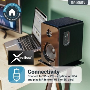 Boxe PC active 2.0, Majority, D40, Bluetooth, HiFi amplificate cu intrare optica, RCA, USB si AUX, 60 W, Resigilat, Grad A - Img 3